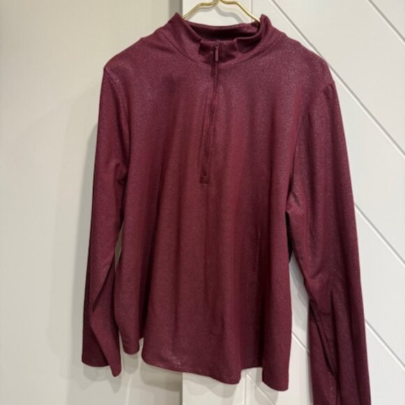 NEW! CHICO'S ZYNERGY FOIL HALF ZIP PULLOVER TOP - Picture 1 of 7